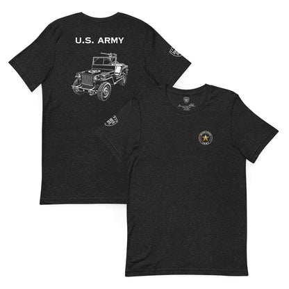 WWII Willys jeep US Army t-shirt front black heather