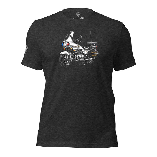 80s highway patrol motor cop t-shirt front black heather